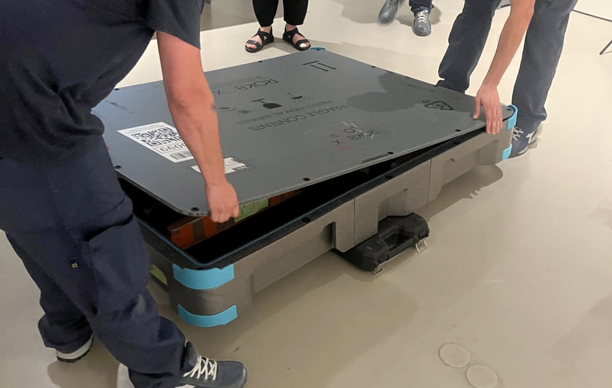 Haley Mellin works are unpacked from a ROKBOX