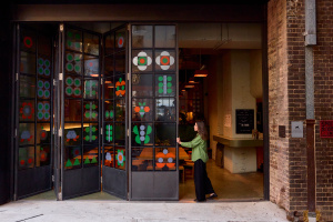 Other Matter algae-based polymer on shop front windows