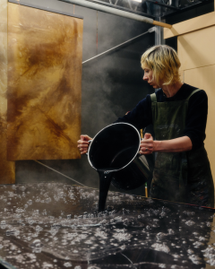 Jessie French hand pouring Other Matter Leather